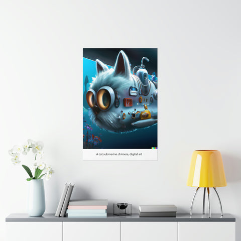 A cat submarine chimera, digital art
