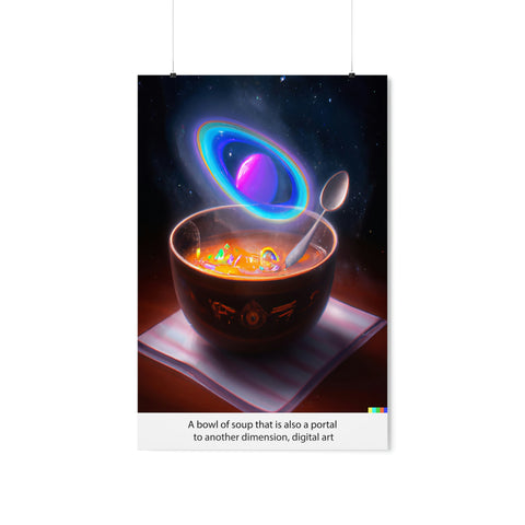 A bowl of soup that is also a portal to another dimension, digital art